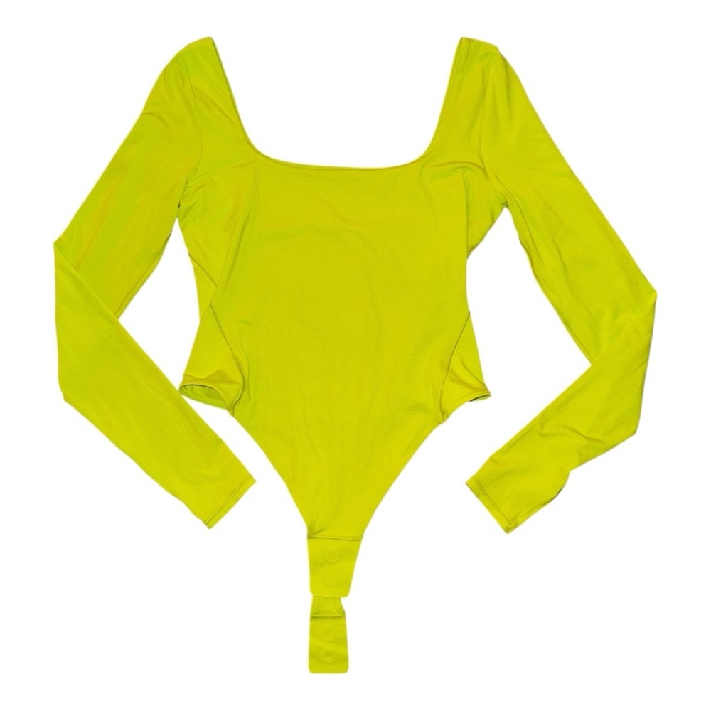 Lululemon Wundermost Nulu Square-Neck Long-Sleeve Bodysuit Lichen Lime Multi Szs - Picture 3 of 5